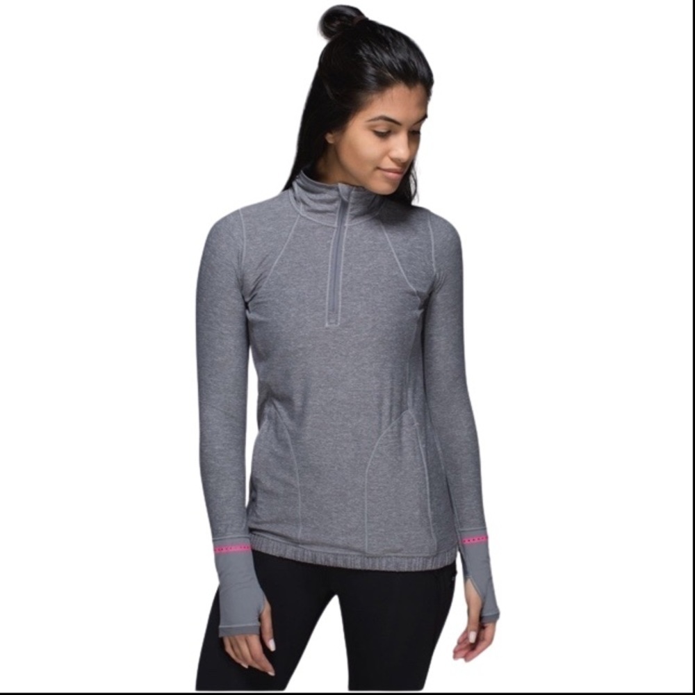 Lululemon Pace Pusher 1/2 Zip Heathered Slate Pullover Size 6